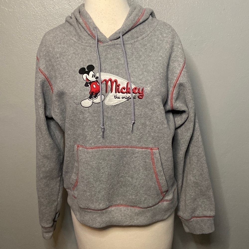 Disney Mickey The Original Gray Fleece Pullover Hoodie Large - Picture 2 of 7